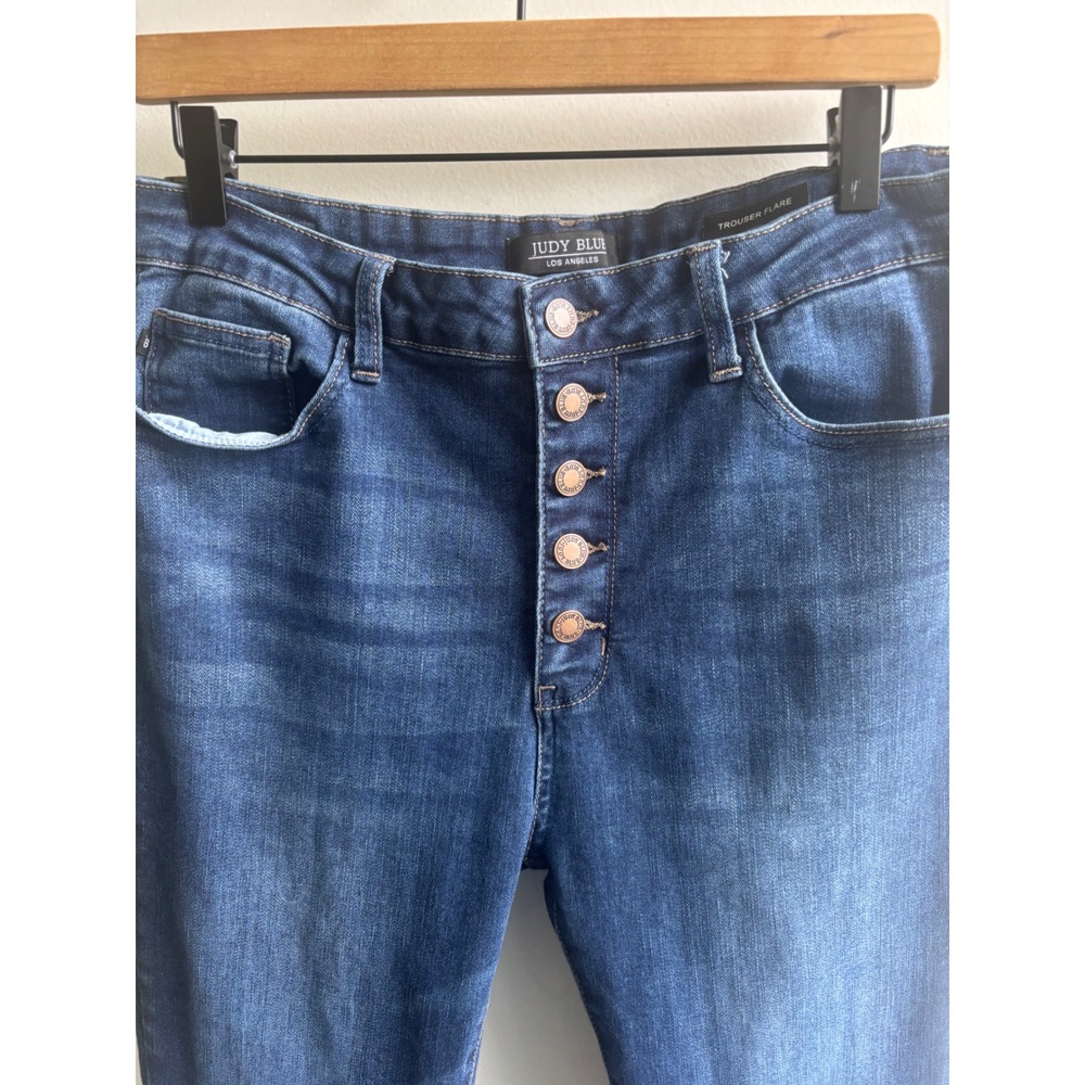 Judy Blue Trouser Flare Jeans‎ size 15/32 high rise boho layered minimalist - Picture 3 of 10